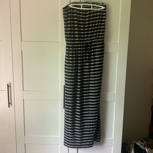 J Crew Navy with White Stripes, Strapless, Stretchy Cotton Maxi Dress